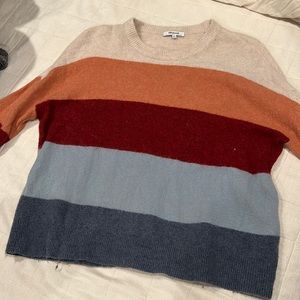 Madewell striped long sleeve fleece sweater, size M